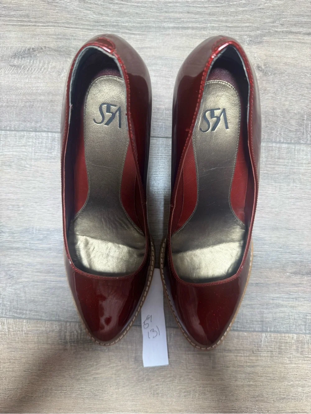 Saks Fifth Avenue Shiny Red Patent Platform Pumps